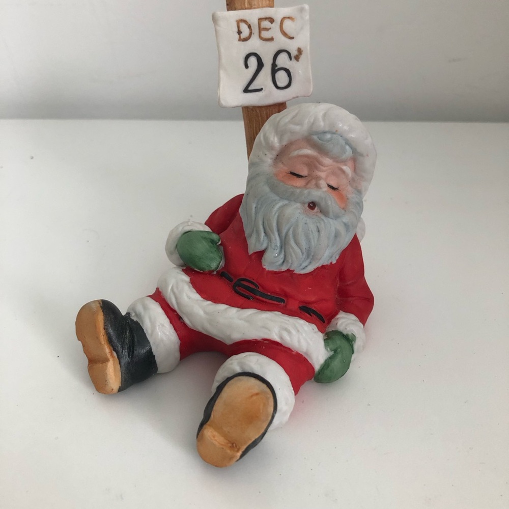 Vintage Sleeping Santa Figurine Holiday Decoration